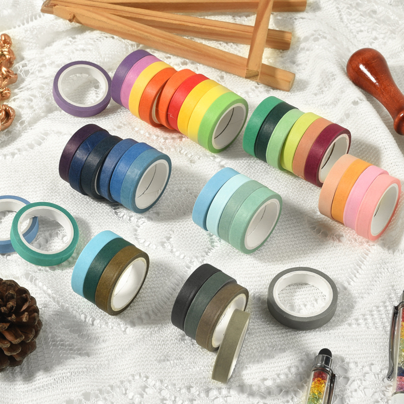 Washi juostelių rinkinys dienoraščiui ir scrapbookingui — 40/60 ritinių, popierinė bazė, tipas: Washi