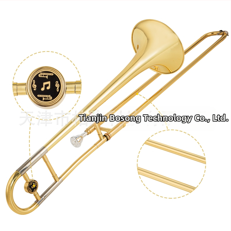 ADDIE Alt trombón pre začiatočníkov, tón E-flat až B-flat, stredný rozsah E-down, lakovaný zlatý povrch