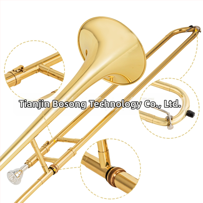 ADDIE Alt trombón pre začiatočníkov, tón E-flat až B-flat, stredný rozsah E-down, lakovaný zlatý povrch