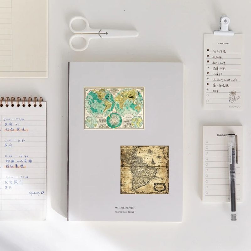 Naljepnice za planer s kartom navigacije, 55 kom, nostalgični retro stil, vodootporne, jedinstveni uzorci