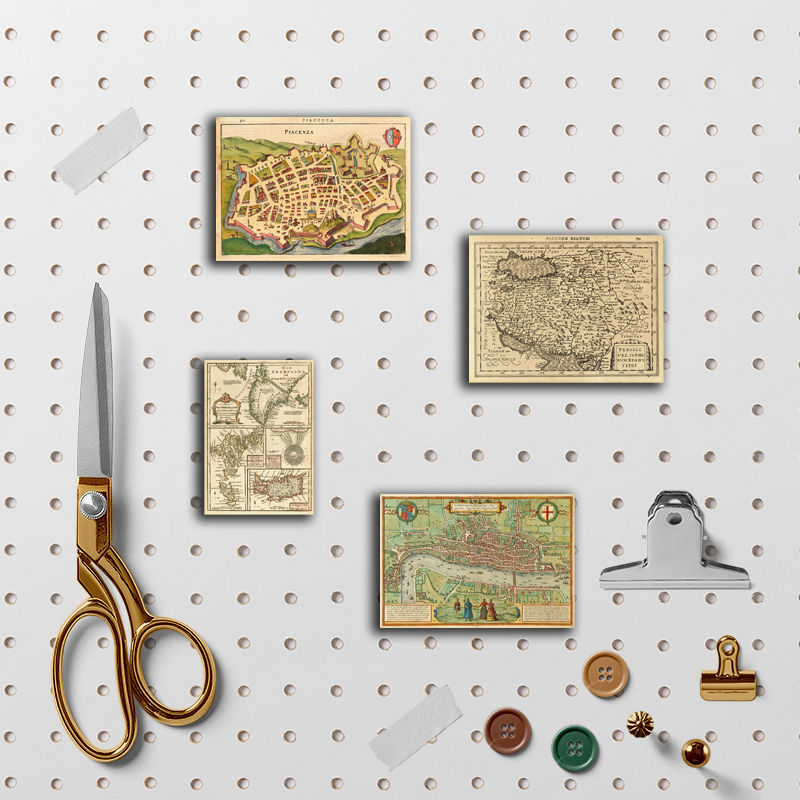 Naljepnice za planer s kartom navigacije, 55 kom, nostalgični retro stil, vodootporne, jedinstveni uzorci