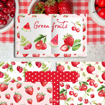 Φρουτοθεματικό καρτούν φόντο για scrapbooking, υλικό από συνθετικά υλικά