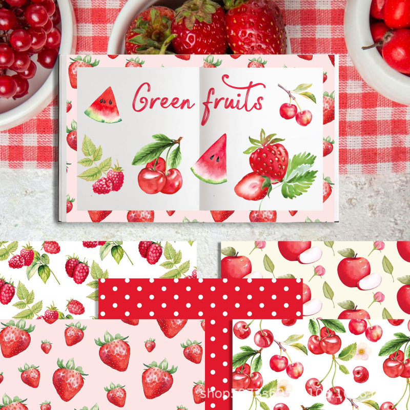 Φρουτοθεματικό καρτούν φόντο για scrapbooking, υλικό από συνθετικά υλικά