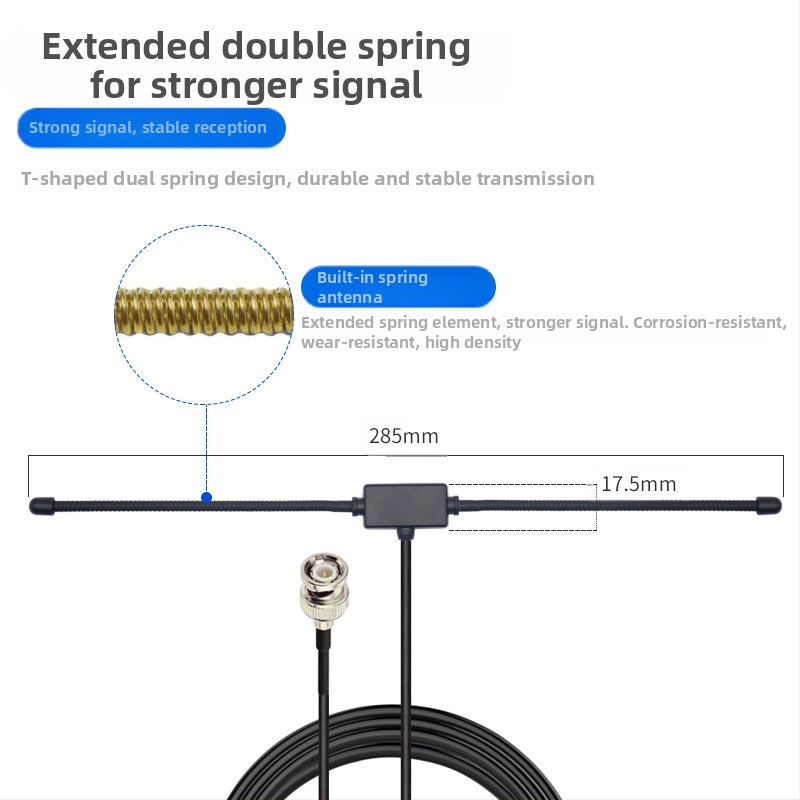 VHF/UHF рогова антена за рации и автомобилни радиостанции, висок коефициент на усилване 10 dB, диапазони 136–174/400–470 MHz, 50 Ω, SWR ≤ 1.5, BNC конектор