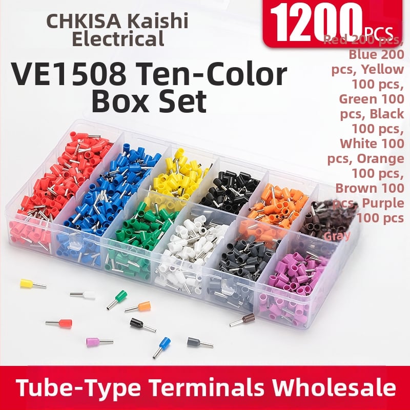 Kaiser VE1508 terminalų rinkinys kabeliams ir laidams, 1200 vienetų derinamas rinkinys