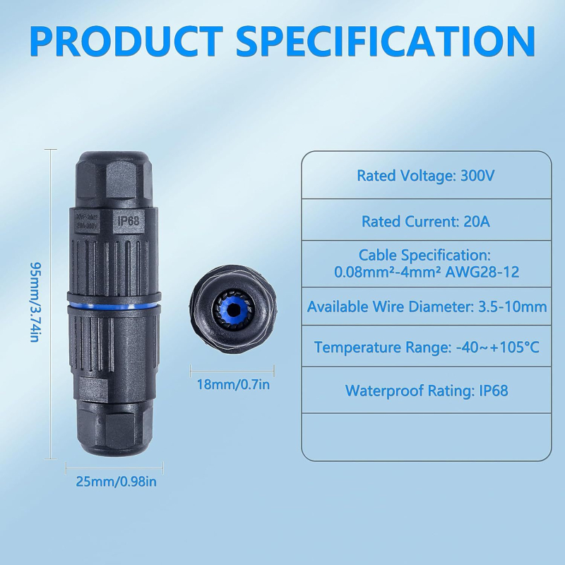 IP68 vandeniui atspari jungčių dėžė lauko naudojimui – 5 vnt komplektas, dviejų krypčių laidų jungtis