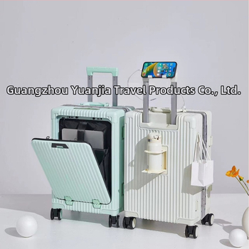 Priekinio atidarymo lagaminas iš ABS+PC medžiagos, TSA kombinuotasis užraktas, puodelio laikiklis ir universalieji ratai.