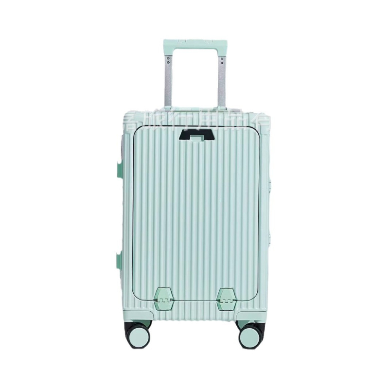 Αποσκευή με μπροστινό άνοιγμα από ABS+PC, TSA συνδυαστική κλειδαριά, θήκη για ποτήρι και κυκλικοί τροχοί.