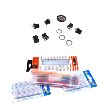 2110 части електронни компоненти: кондензатори, резистори, диоди, светодиоди на перфорирана платка