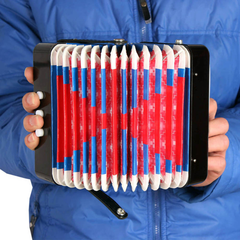 AR-10 Детски акордеон, 7 клавиши, 2 баса, ABS материал, преносим учебен музикален инструмент