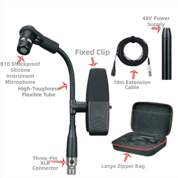 Ασύρματο μικρόφωνο μουσικών οργάνων συμπυκνωτή για σαξοφόνο, κόρνο και τρομπέτα — Dr.MIC/teacher Mai; καρδιακού τύπου κατευθυντικότητα; αναλογία σήματος προς θόρυβο ≥85 dB