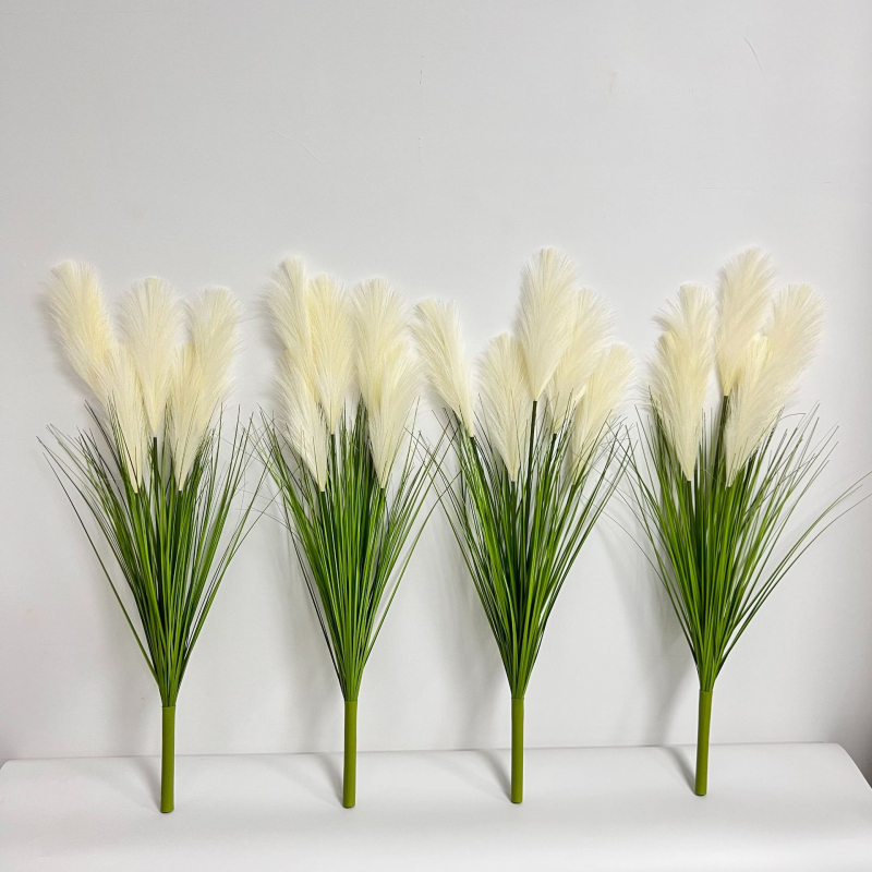 Изкуствен букет от тръстика – мек PVC, стилова изработка и инжекционно формиране, симулирана градинска разновидност, за сватба, открити пространства, реквизит за фотография и домашна декорация