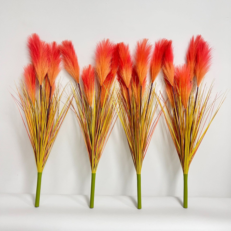 Изкуствен букет от тръстика – мек PVC, стилова изработка и инжекционно формиране, симулирана градинска разновидност, за сватба, открити пространства, реквизит за фотография и домашна декорация