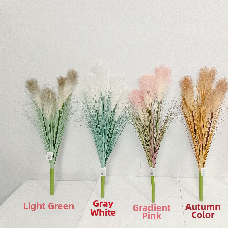 Изкуствен букет от тръстика – мек PVC, стилова изработка и инжекционно формиране, симулирана градинска разновидност, за сватба, открити пространства, реквизит за фотография и домашна декорация