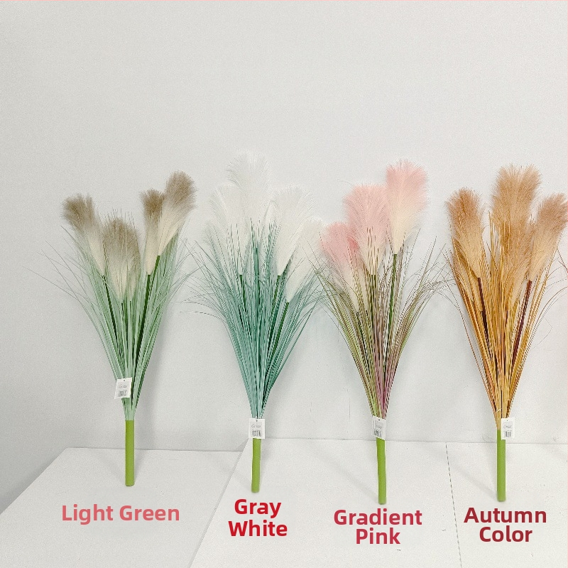 Изкуствен букет от тръстика – мек PVC, стилова изработка и инжекционно формиране, симулирана градинска разновидност, за сватба, открити пространства, реквизит за фотография и домашна декорация