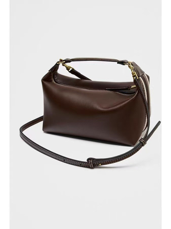 PU torbica za rame s bočnom trakom dekorom, oblik jastuka, zatvarač na zip