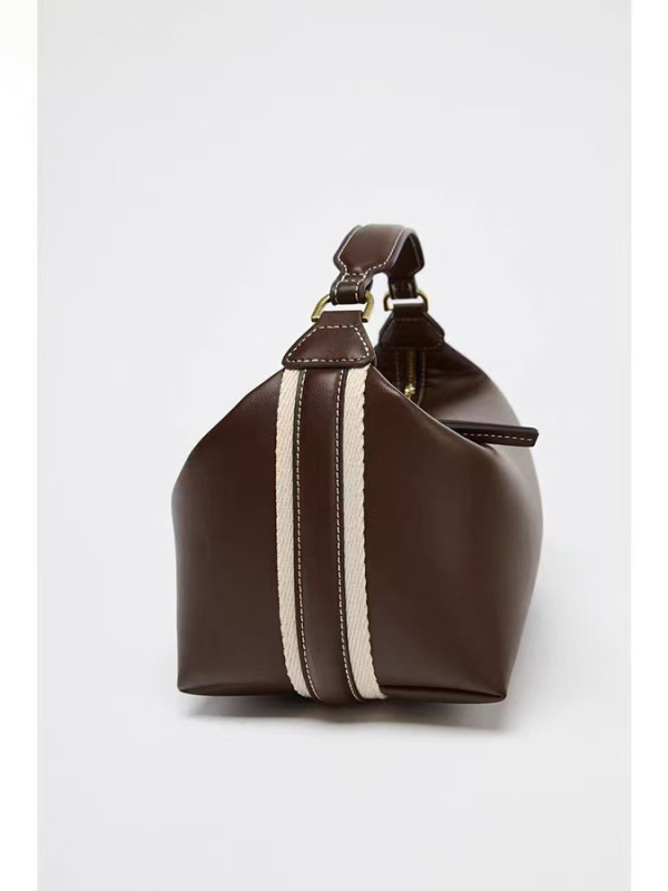 PU torbica za rame s bočnom trakom dekorom, oblik jastuka, zatvarač na zip