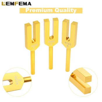 Medicínska nervová ladená vidlička s frekvenciami 4096C, 4225C a 4160C, obsahuje kladivo na ladenie a krištáľový kameň