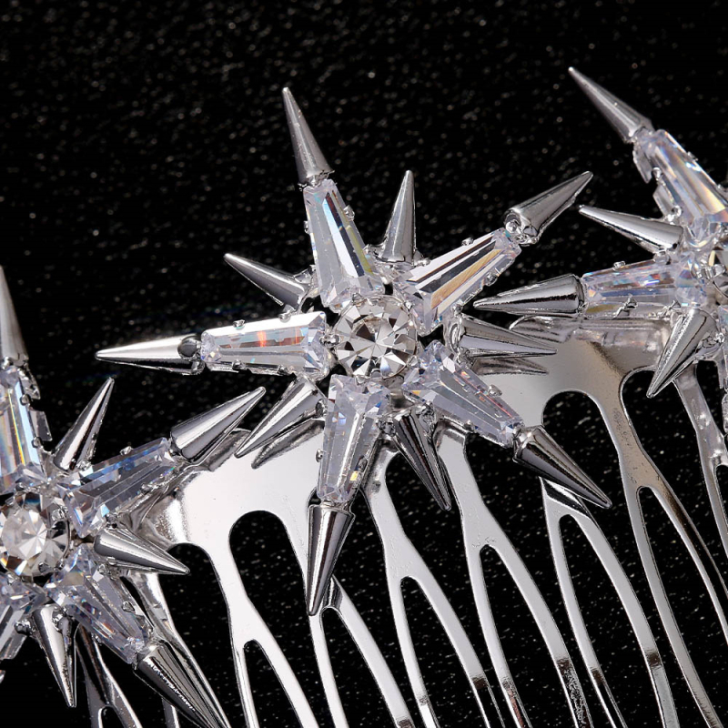 Plaukų grandinė su krištolais, šešiakampė žvaigždė, elegantiškas moterų aksesuaras (Medžiaga: Krištolai; Apdorojimo procesas: Elektroplakavimas; Išleidimo laikotarpis: 2024 m. vasara)