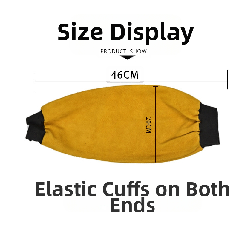 Ръкави за заваряване от говежда кожа с термоизолация, защита срещу изгаряния и износоустойчивост, огнеупорна облицовка; подплата от кожа; тегло около 0,4 кг; подходящи за електрозаваряване и металургия