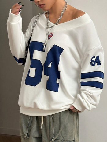 Φούτερ-πούλοβερ με V-λαιμό, μακριά μανίκια, πολυεστέρας 90–95%, στυλ street hipster — Άνοιξη 2025