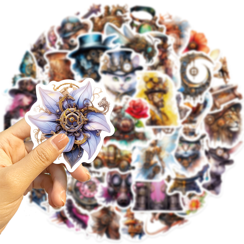 Set naljepnica – akvarelni steampunk grafiti za gitaru, prijenosno računalo i kovčeg; Marke: Pick-up; Ljepljivost: Da; IP dozvola: Ne; Stil: Slatko; Ispis