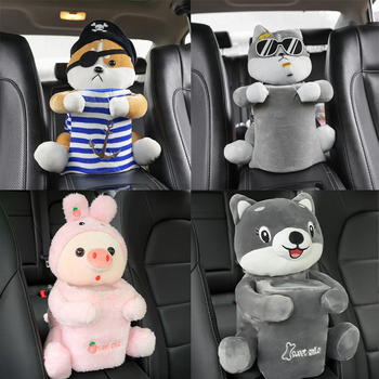 Autó középső kartámaszhoz való szemetes és zsebkendő tartó – Vízálló műanyag szervező, aranyos rajzfilm mintával