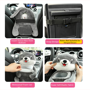 Κάδος απορριμμάτων αυτοκινήτου και θήκη χαρτικών – Αδιάβροχος πλαστικός οργανωτής κεντρικού υποβραχιόνιου, γλυκό σχέδιο καρτούν