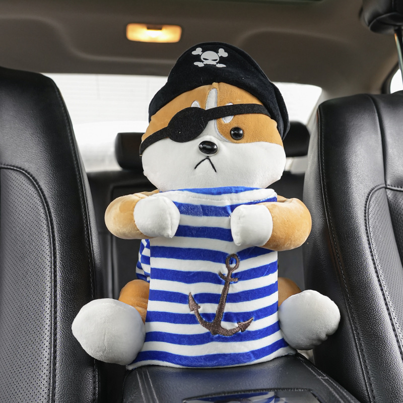 Autó középső kartámaszhoz való szemetes és zsebkendő tartó – Vízálló műanyag szervező, aranyos rajzfilm mintával