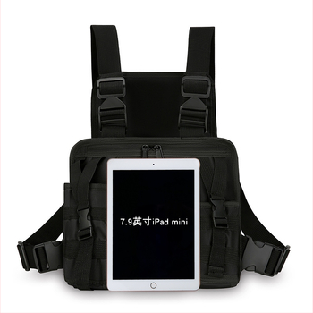 Vyrinė krūtinės rankinė su kibera funkcijų dizainu, iš Oxford audinio, atspari vandeniui, atspari dėvėjimui, su atšvaitiniais elementais ir raidžių raštu