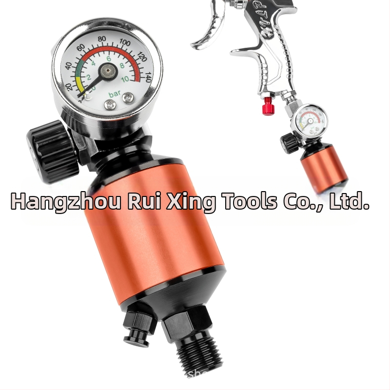 Пистолет за пръскане: регулатор на налягането с масло-воден сепаратор и въздушен филтър (тегло 0,2 кг)