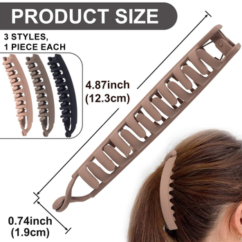 Σετ 3 κλιπ μαλλιών μπανάνας, ματ φινίρισμα, χειροποίητο, αξεσουάρ κεφαλής για γυναίκες, φρέσκο και γλυκό στυλ