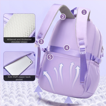 Ученическа раница за момичета, водоустойчива Oxford плат, голям капацитет, ултралек дизайн, ергономична задна част за облекчаване на тежестта и защита на гръбначния стълб
