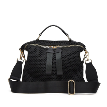 Dámska nylonová taška Saddle Bag, mestský minimalistický štýl, horizontálny štvorcový tvar, zapínanie na zips, vnútorné priehradky: zipsová kapsa, kapsa na telefón, zipsová kapsa typu sandwich