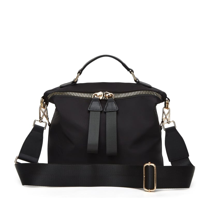 Dámska nylonová taška Saddle Bag, mestský minimalistický štýl, horizontálny štvorcový tvar, zapínanie na zips, vnútorné priehradky: zipsová kapsa, kapsa na telefón, zipsová kapsa typu sandwich