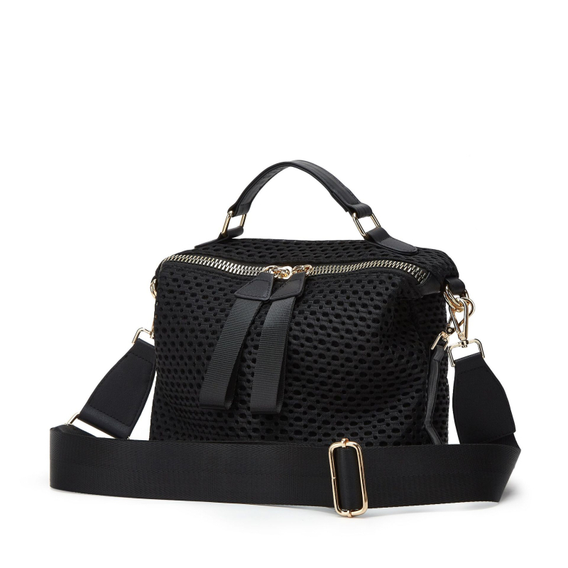 Dámska nylonová taška Saddle Bag, mestský minimalistický štýl, horizontálny štvorcový tvar, zapínanie na zips, vnútorné priehradky: zipsová kapsa, kapsa na telefón, zipsová kapsa typu sandwich