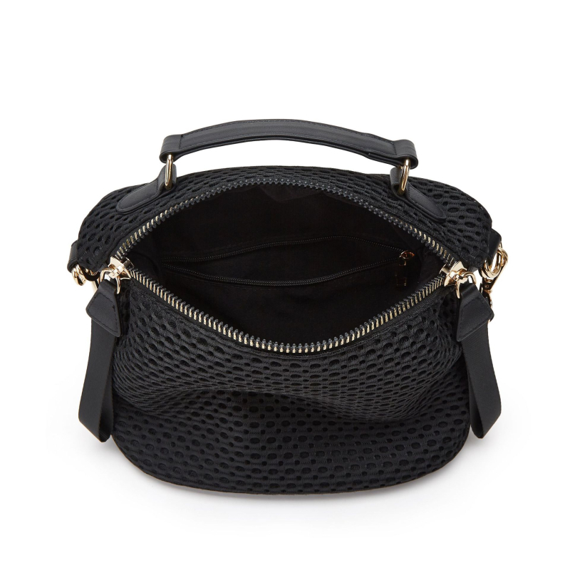 Dámska nylonová taška Saddle Bag, mestský minimalistický štýl, horizontálny štvorcový tvar, zapínanie na zips, vnútorné priehradky: zipsová kapsa, kapsa na telefón, zipsová kapsa typu sandwich