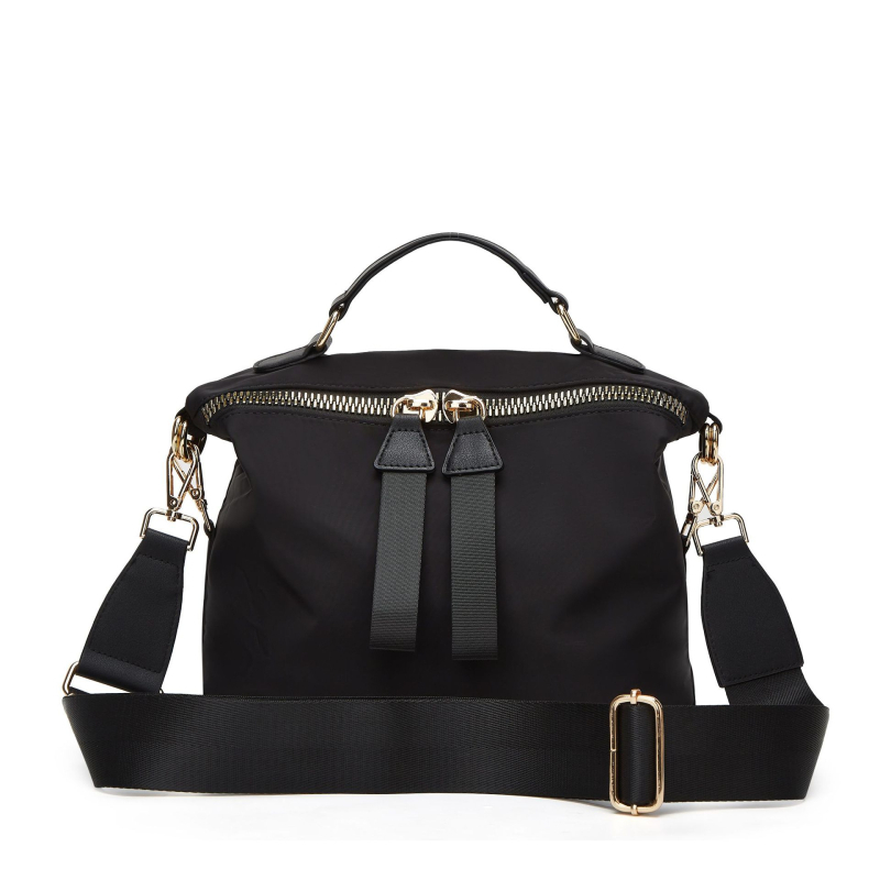 Dámska nylonová taška Saddle Bag, mestský minimalistický štýl, horizontálny štvorcový tvar, zapínanie na zips, vnútorné priehradky: zipsová kapsa, kapsa na telefón, zipsová kapsa typu sandwich