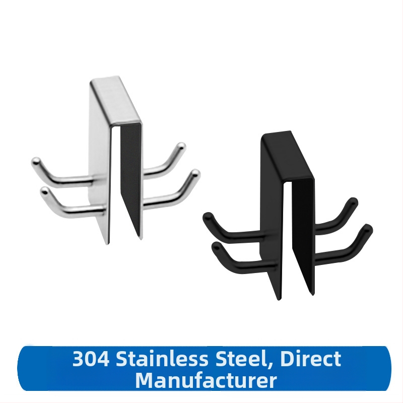 304 nerūdijančio plieno kabliukas stiklo durims — vonios kambario pakabinamas kabliukas, šiuolaikinis minimalistinis stilius, apkrova iki 10 kg