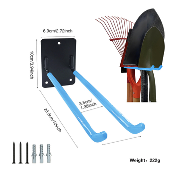 Стенно монтиран метален държач за гаражни инструменти, товароподемност 30 кг, едноетажен организатор, подходящ за гараж или склад