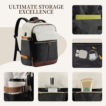 Unisex ratinė kuprinė su teleskopine rankena, Oxford audinys, 20–35 L, nešiojamojo kompiuterio kišenė, dvigubi dirželiai