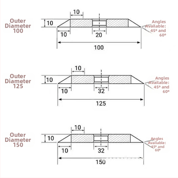 Диамантен шлифовъчен диск със 45° и 60° наклон за пили от волфрамова сплав, свредла и фрези