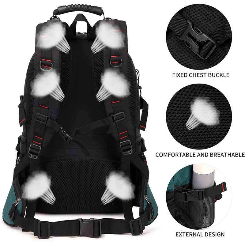 Žygių kuprinė vandeniui atspari PVC, universalus, oro pagalvėlės diržai, languotas raštas, poliesterio pamušalas