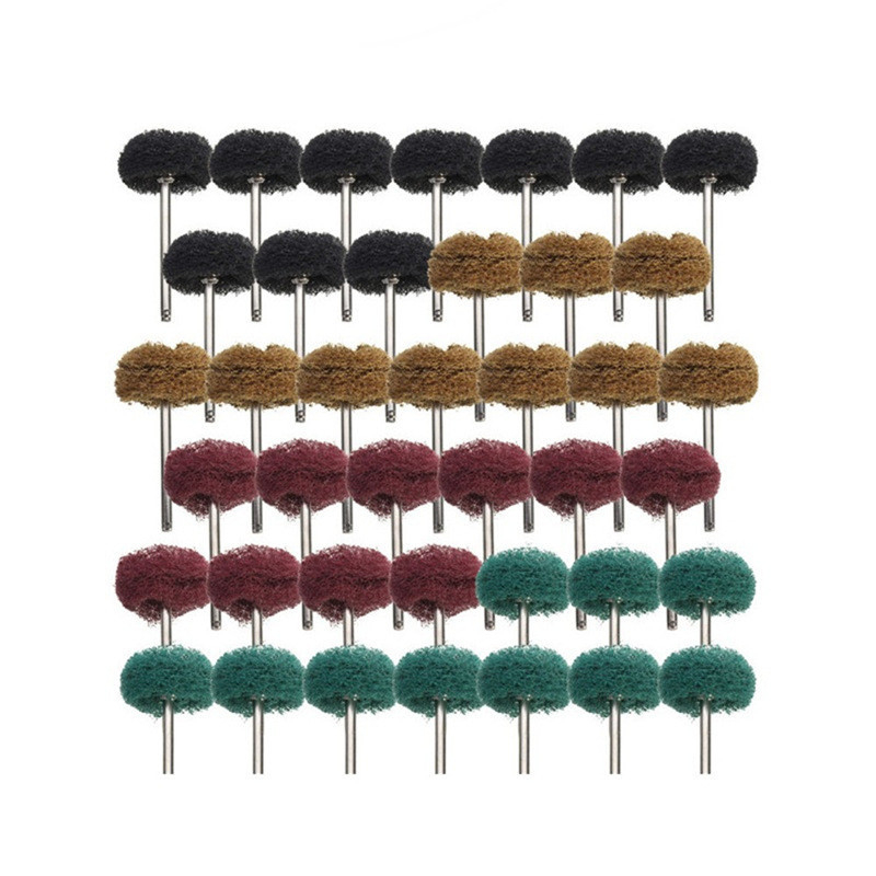 Šlifavimo galvutės su rankena, 40 vnt komplektas, skirtas burrų šalinimui, rūdijimo ir oksidų pašalinimui