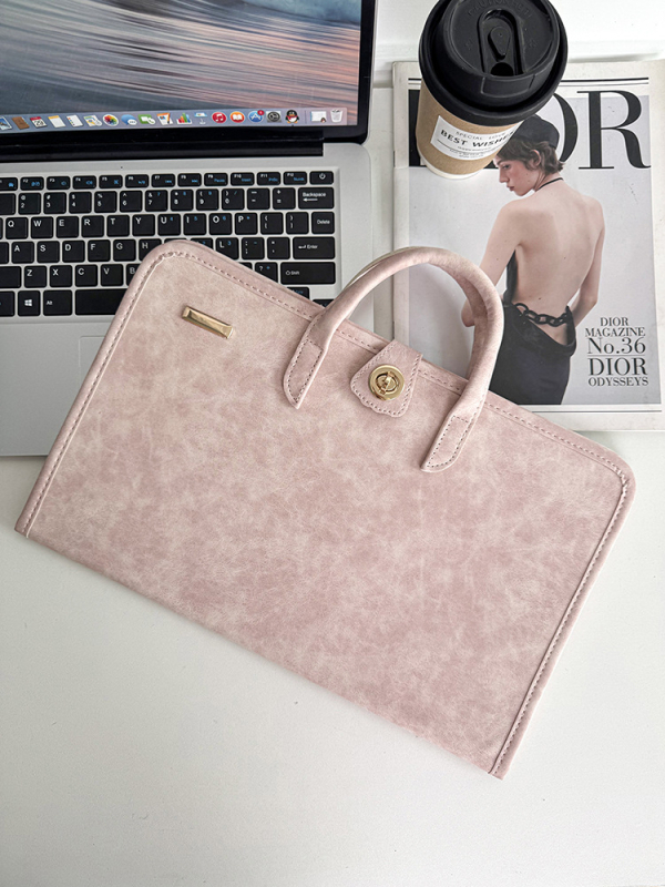 Nešiojamojo kompiuterio apsauginė dėžė ir rankinė — kvėpuojanti, itin lengva PU medžiaga, vieno tono raštas, moterims