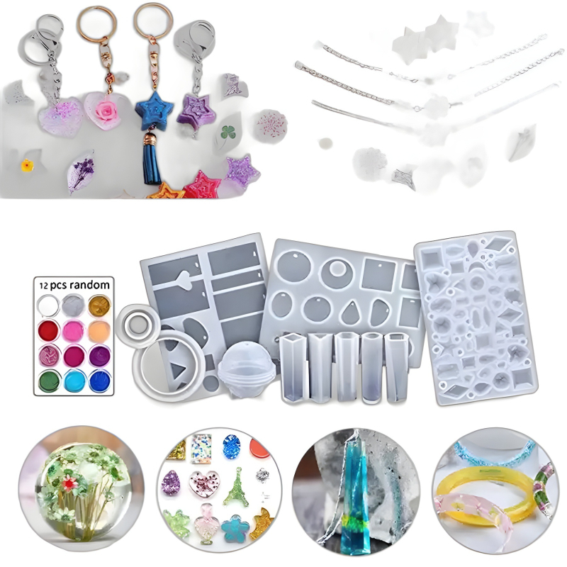 284-части комплект силиконови форми за торти за DIY епоксидна смола бижута (нередни капковидни форми; гривна и висулка)