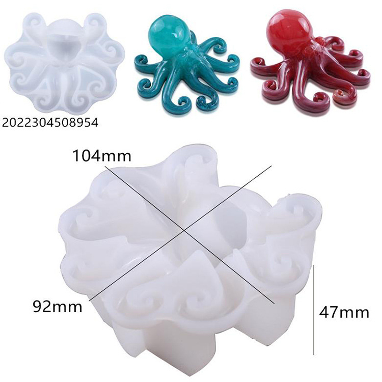 Силиконова форма за епоксидна смола – океанска тематика, нестандартна 3D форма на осминог и калмар за кристална смола