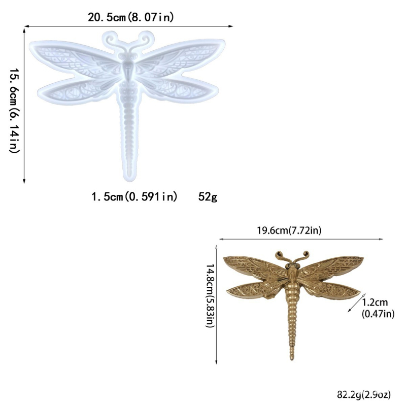 Silikoninė forma lipalui – reljefinis dragonfly pakabukas, netolygus formos, DIY sienų dekoras