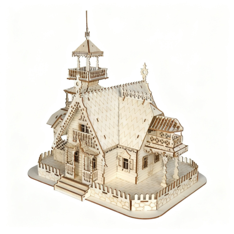 3D medinis dėlionės rinkinys – vilos modelis, amžiaus 7–14 metų, STEM švietimo žaislas