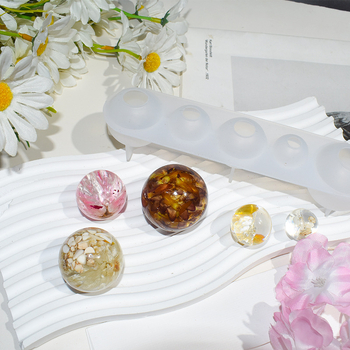 Φόρμα σιλικόνης για σφαίρες εποξειδικής ρητίνης – πέντε συνδεδεμένες σφαίρες για μενταγιόν, DIY